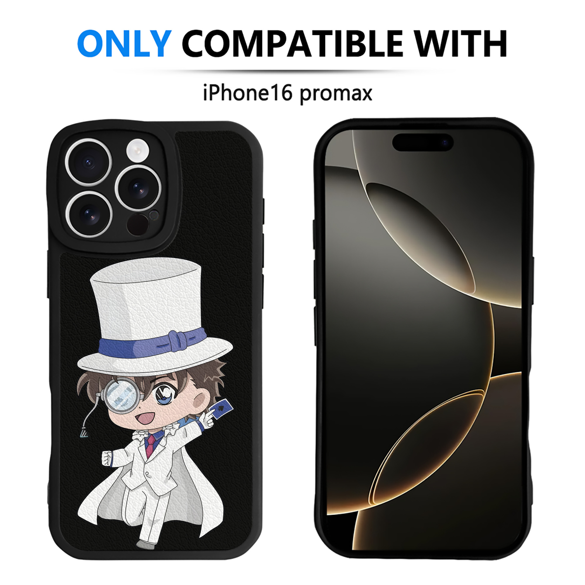 （画像用） 名探偵コナン くろば かいと Detective Conan Kuroba Kaito 【iPhone 16シリーズ対応】シリコンスマホケース（レザー調） 材質：シリコン